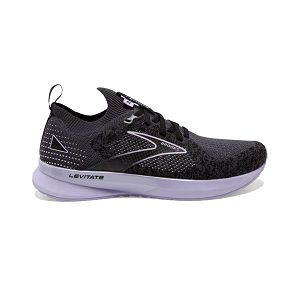 Brooks Levitate StealthFit 5 Road Running Shoes - Womens, Black/Grey/Purple | IE-OJI467312